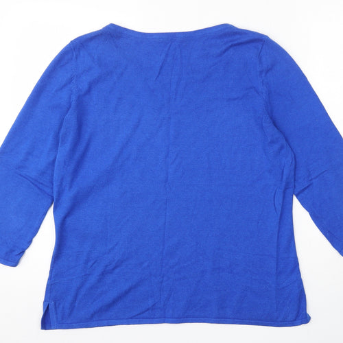 Planet Womens Blue Round Neck  Viscose Pullover Jumper Size M