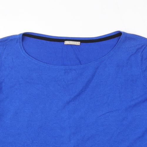 Planet Womens Blue Round Neck  Viscose Pullover Jumper Size M