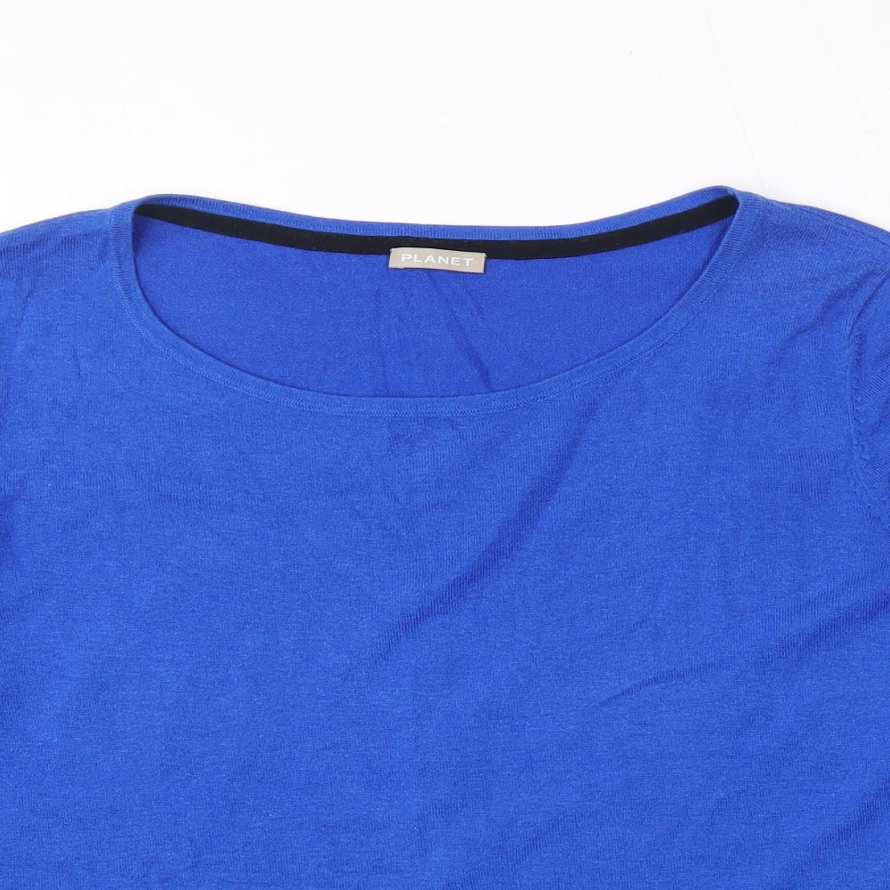 Planet Womens Blue Round Neck  Viscose Pullover Jumper Size M