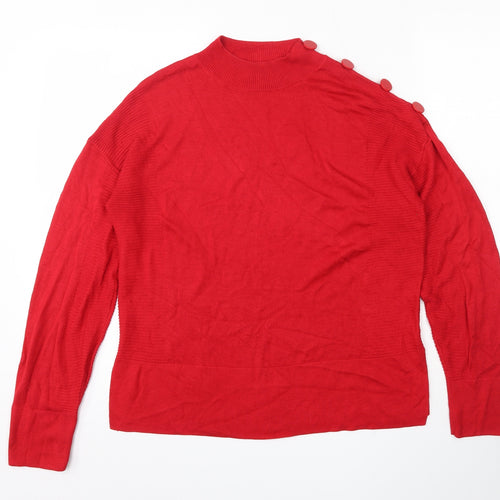 Next Knitwear  Womens Red Round Neck  Viscose Pullover Jumper Size 12
