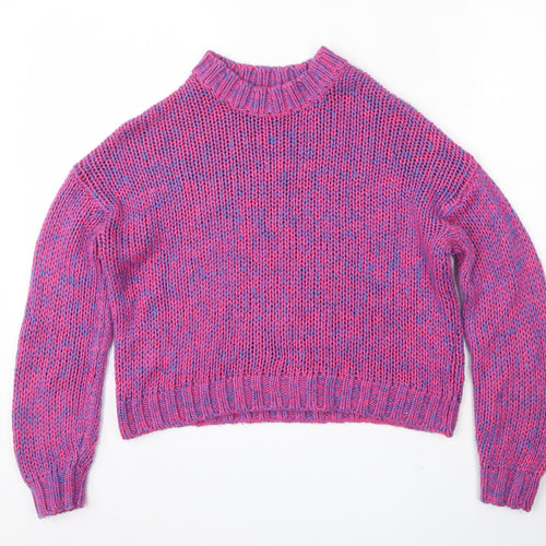 Bershka Womens Multicoloured Round Neck  Acrylic Pullover Jumper Size XS