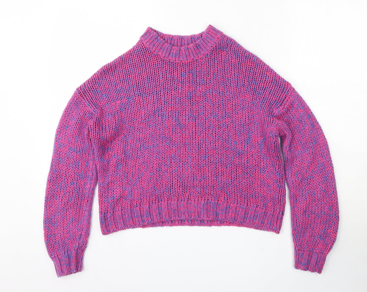 Bershka Womens Multicoloured Round Neck Acrylic Pullover Jumper Size XS