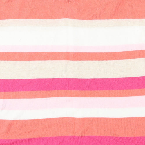 Marks and Spencer Womens Multicoloured V-Neck Striped Viscose Pullover Jumper Size 6