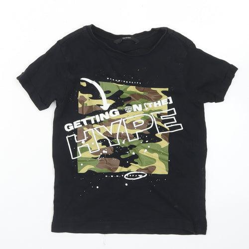 George Boys Black  Cotton Basic T-Shirt Size 4-5 Years Crew Neck  - Hype