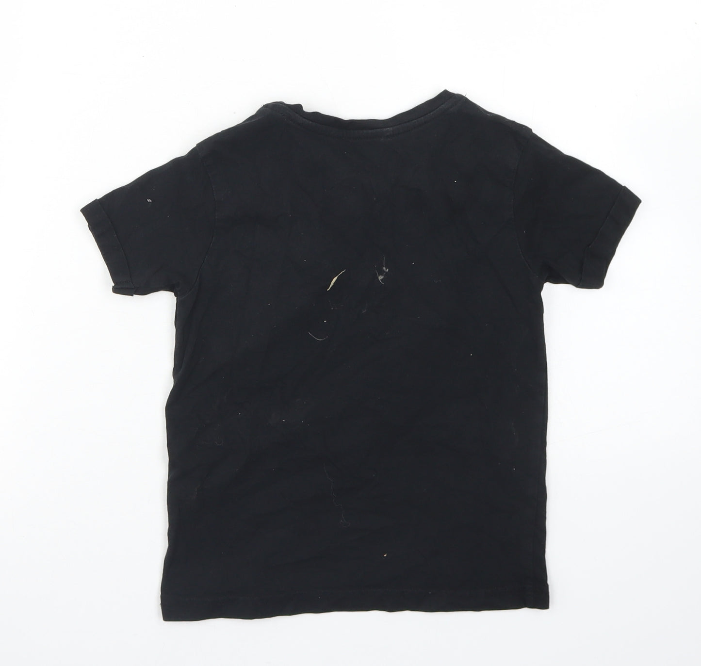 George Boys Black  Cotton Basic T-Shirt Size 4-5 Years Crew Neck  - Hype