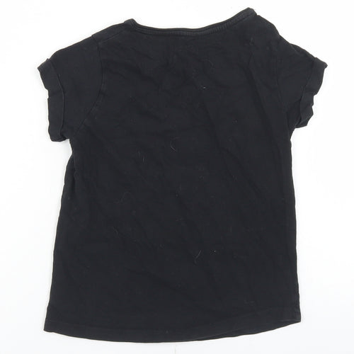 Primark Girls Black  Cotton Basic T-Shirt Size 8-9 Years Round Neck  - Squad