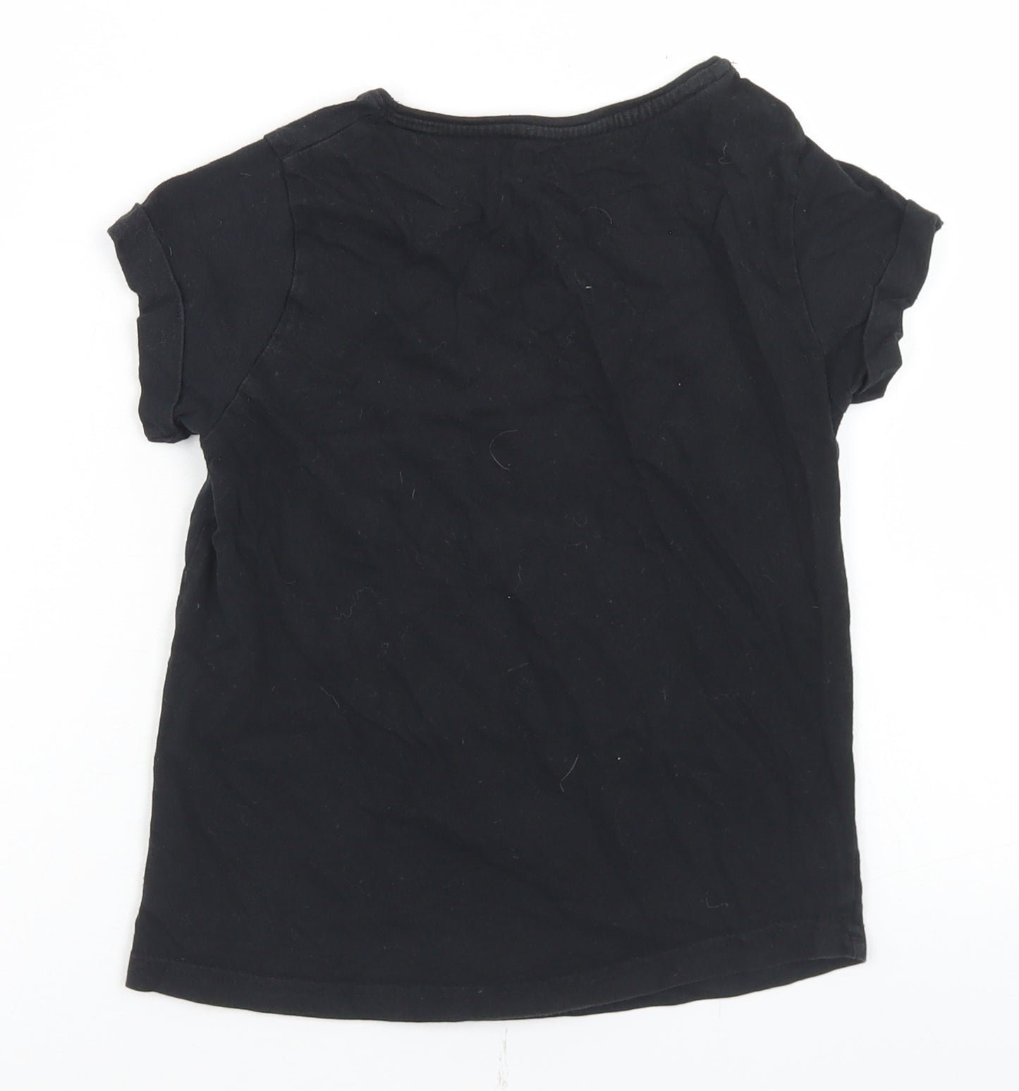 Primark Girls Black  Cotton Basic T-Shirt Size 8-9 Years Round Neck  - Squad