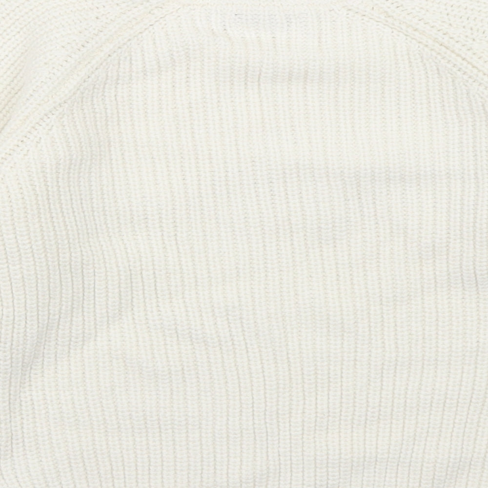 Primark Girls White Crew Neck  Cotton Pullover Jumper Size 5-6 Years   - Be Kind