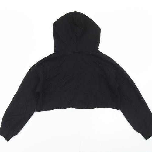 SheIn Girls Black  Cotton Pullover Hoodie Size 6 Years   - Cropped