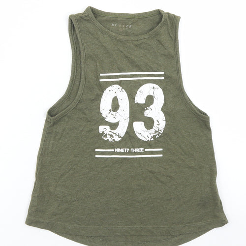 Miss E-vie Girls Green  Cotton Basic Tank Size 6-7 Years Round Neck