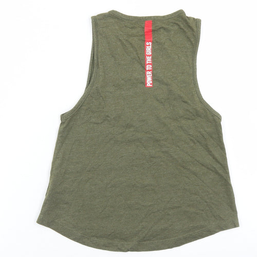 Miss E-vie Girls Green  Cotton Basic Tank Size 6-7 Years Round Neck