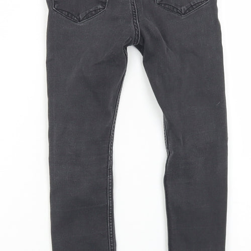&Denim Girls Black  Cotton Skinny Jeans Size 5-6 Years  Regular Snap