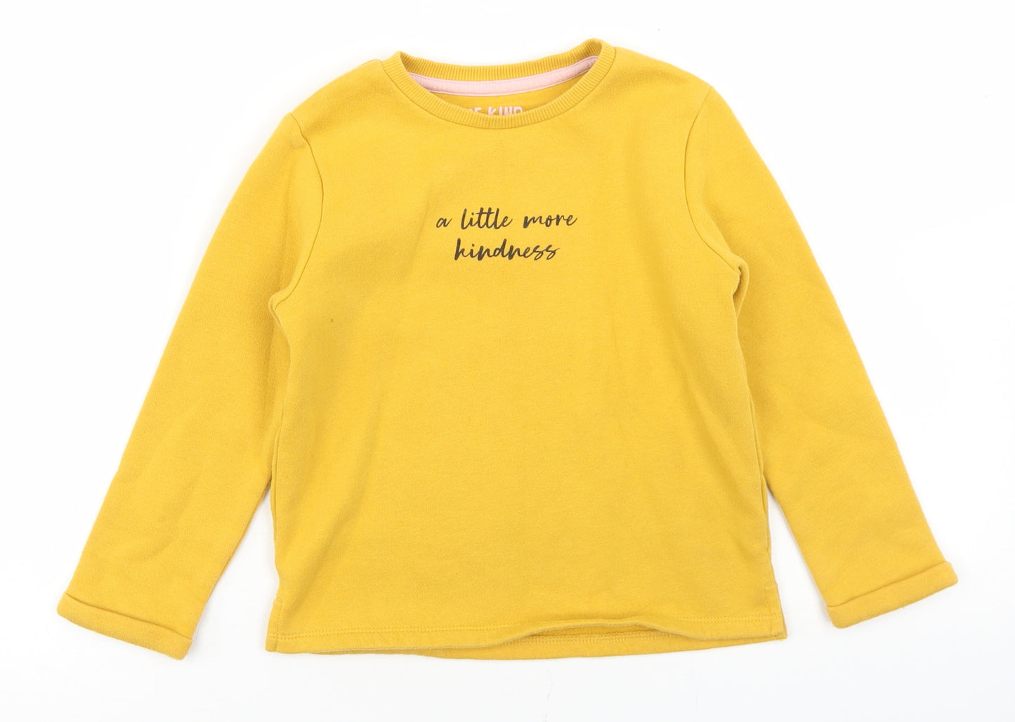F&F Girls Yellow  Cotton Pullover Sweatshirt Size 5-6 Years   - Kindness