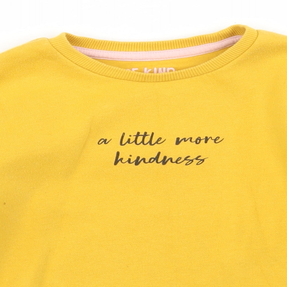 F&F Girls Yellow  Cotton Pullover Sweatshirt Size 5-6 Years   - Kindness