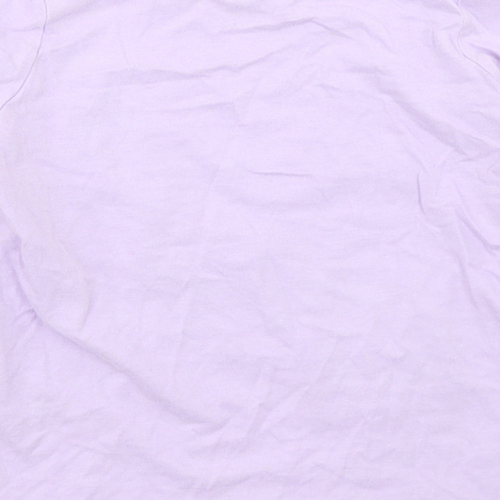 Marks and Spencer Girls Purple  Cotton Basic T-Shirt Size 5-6 Years Crew Neck  - Dinosaurs