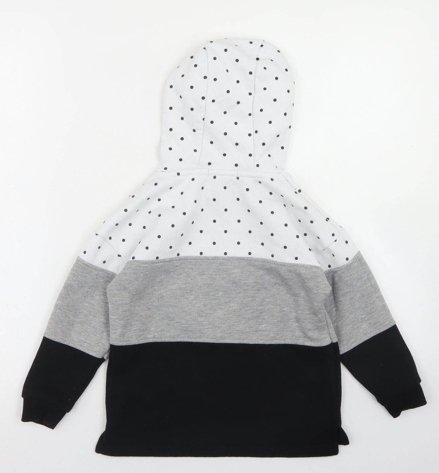 Primark Girls Grey Colourblock Cotton Pullover Hoodie Size 5-6 Years   - Awesome