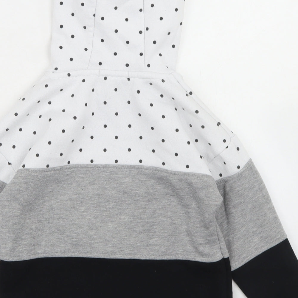 Primark Girls Grey Colourblock Cotton Pullover Hoodie Size 5-6 Years   - Awesome