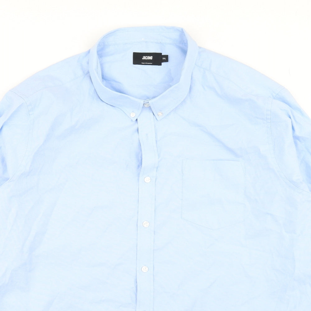 Jacamo Mens Blue  Cotton  Button-Up Size 3XL Collared Button