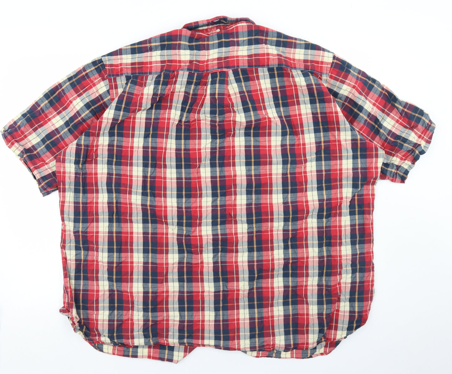 Jacamo Mens Red Plaid Cotton  Button-Up Size 3XL Collared Button