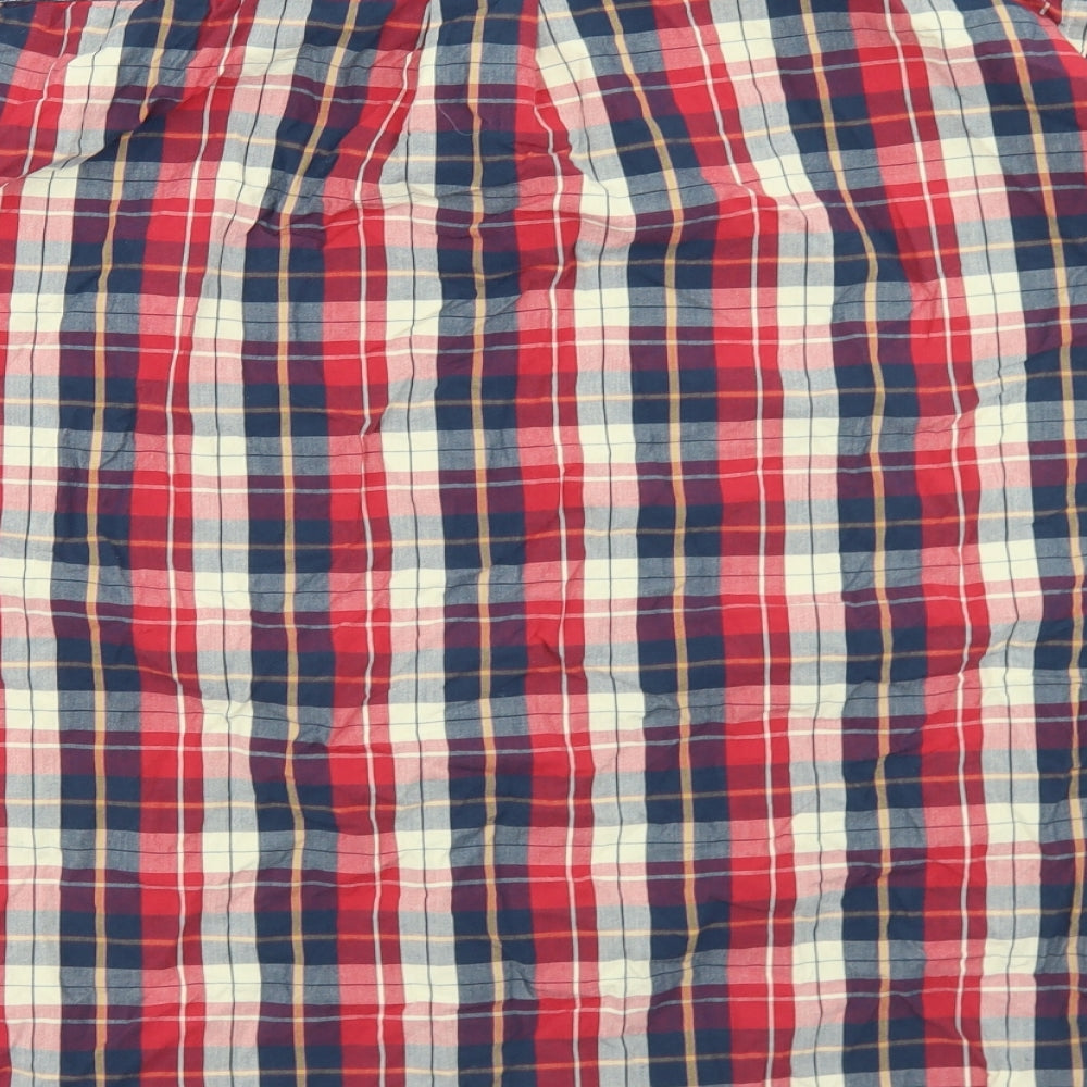 Jacamo Mens Red Plaid Cotton  Button-Up Size 3XL Collared Button
