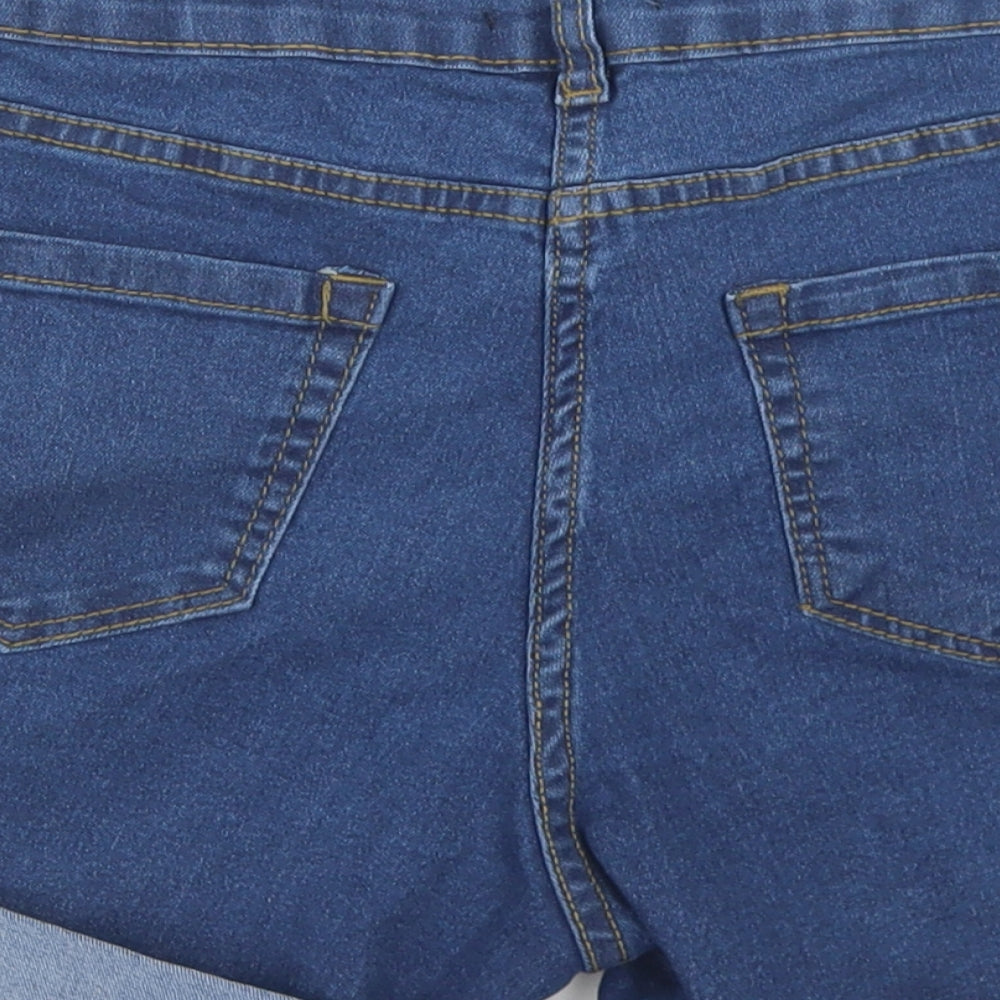 Pep&Co Womens Blue  Cotton Mom Shorts Size 10 L3 in Regular Button