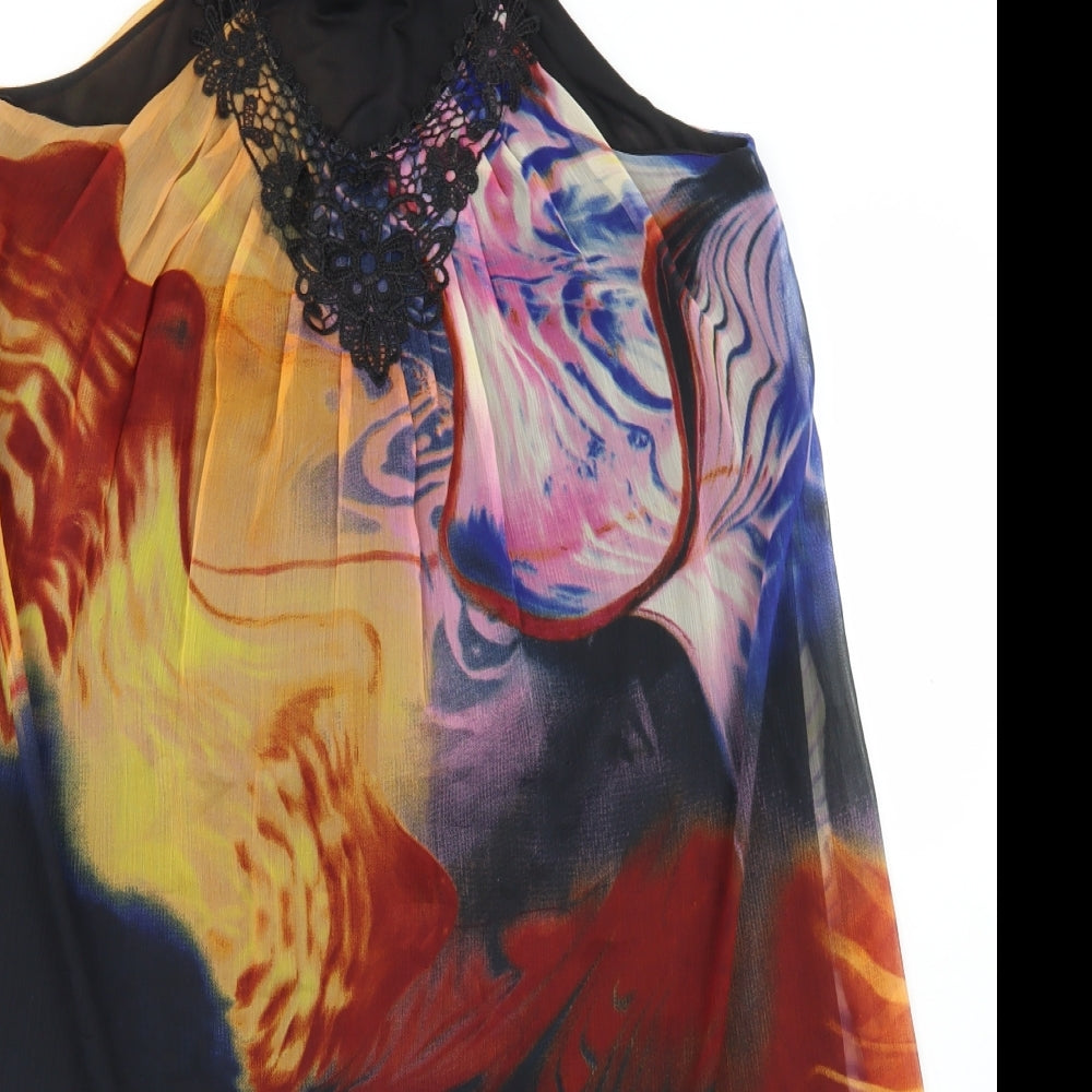 NEXT Womens Multicoloured Tie Dye Polyester Trapeze & Swing  Size 12  Round Neck  - Lace Accent