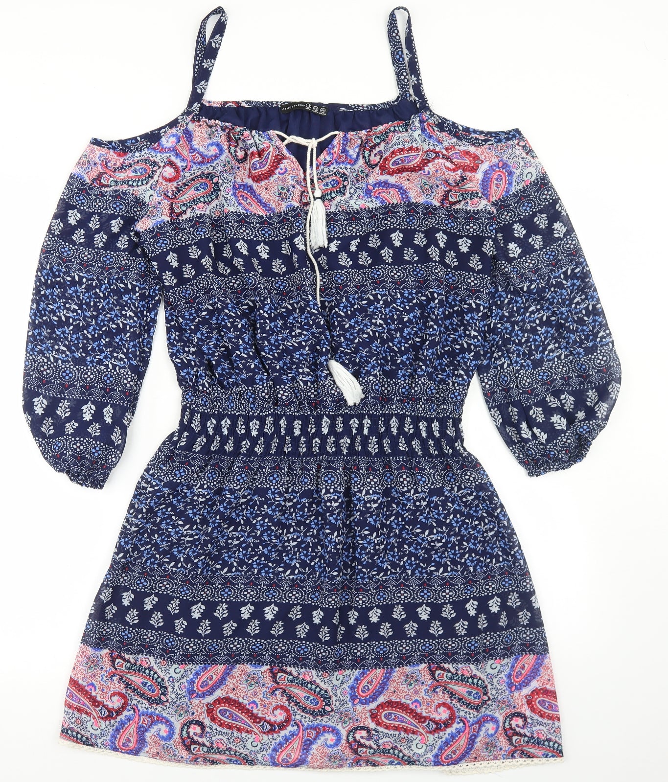 Atmosphere Womens Multicoloured Paisley Polyester Skater Dress  Size 14  Off the Shoulder  - Cold Shoulder