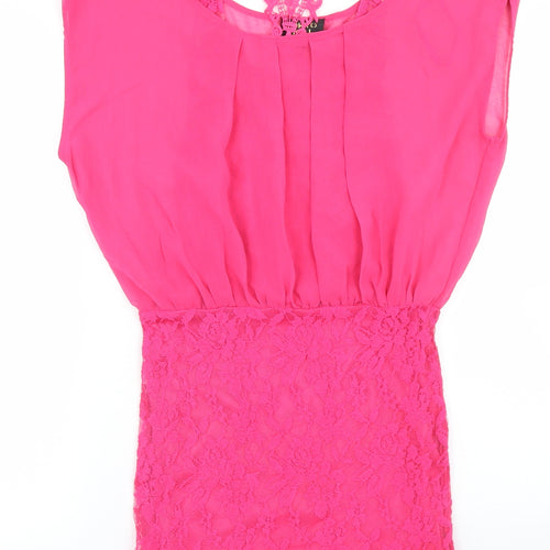 Tokyo Doll Womens Pink  Polyester Pencil Dress  Size 12  Round Neck