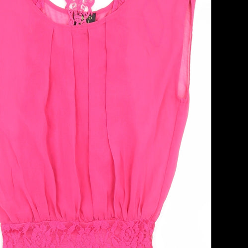 Tokyo Doll Womens Pink  Polyester Pencil Dress  Size 12  Round Neck
