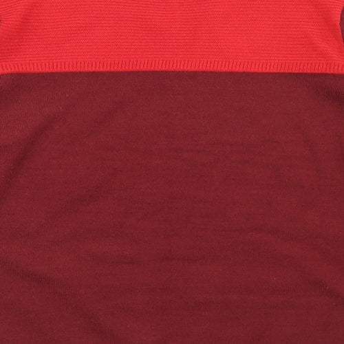 Classic Womens Red Crew Neck  Acrylic Pullover Jumper Size 12