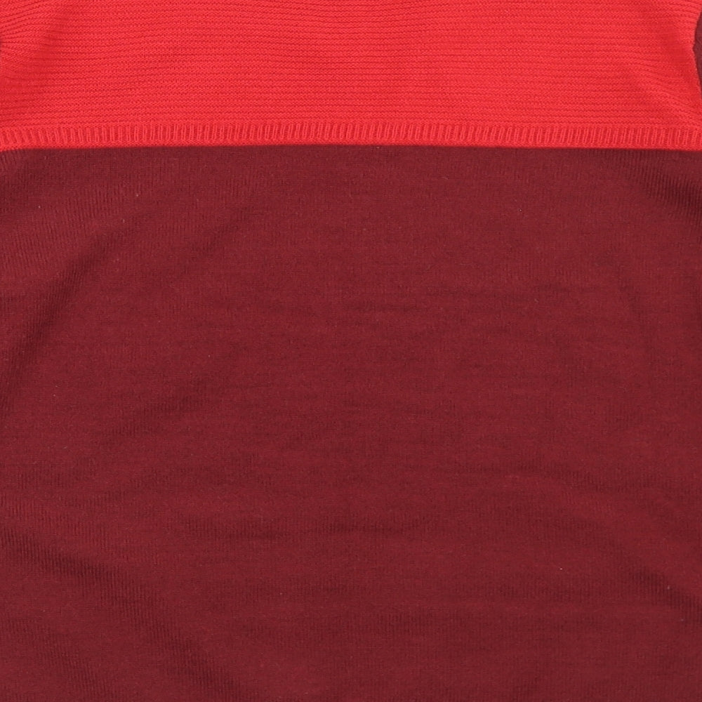 Classic Womens Red Crew Neck  Acrylic Pullover Jumper Size 12