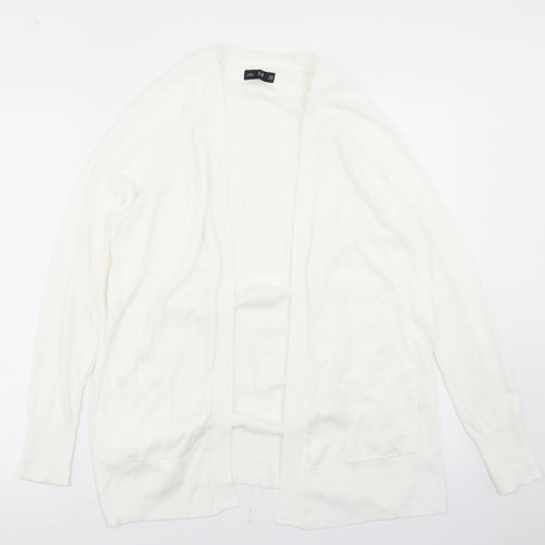 F&F Womens White Round Neck  Nylon Cardigan Jumper Size XS