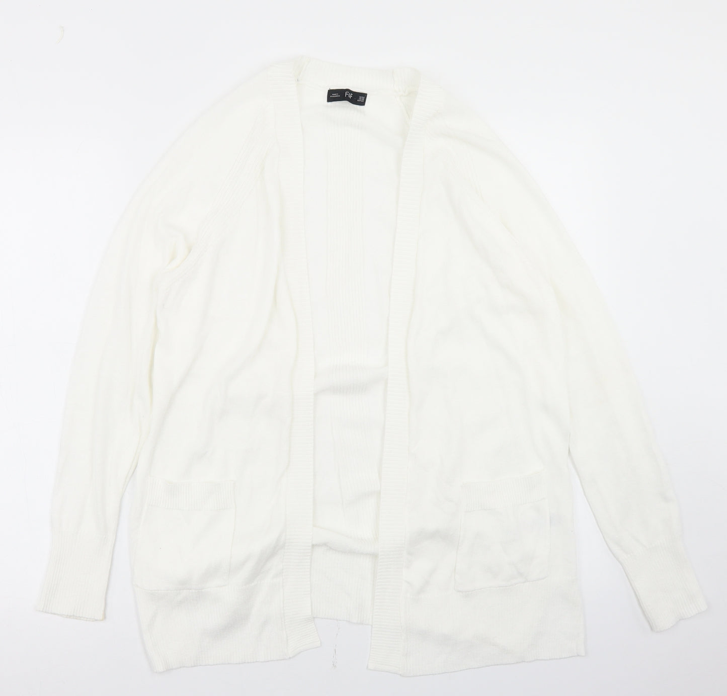 F&F Womens White Round Neck  Nylon Cardigan Jumper Size XS