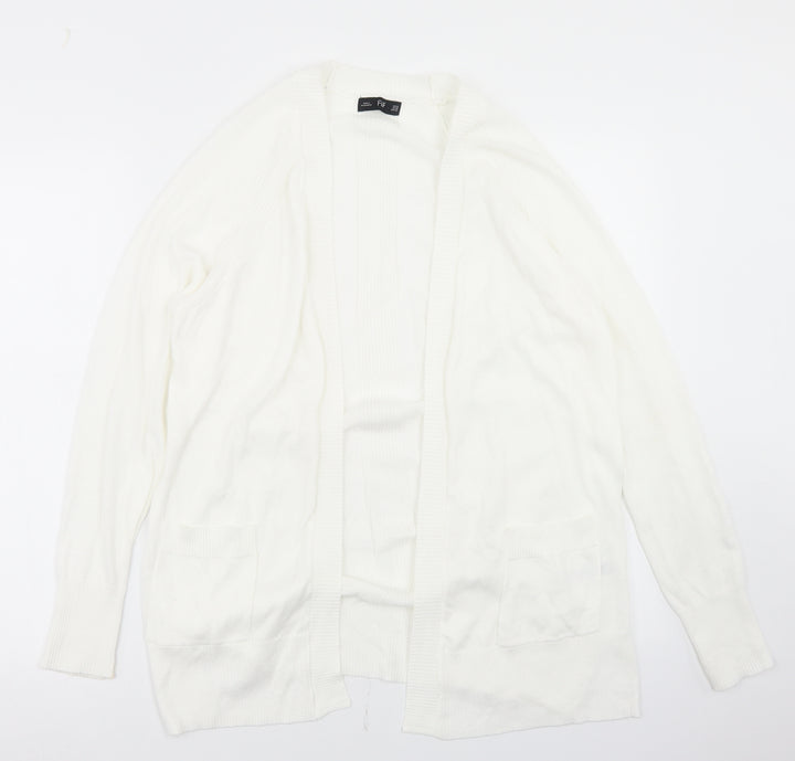 F&F Womens White Round Neck Nylon Cardigan Jumper Size XS