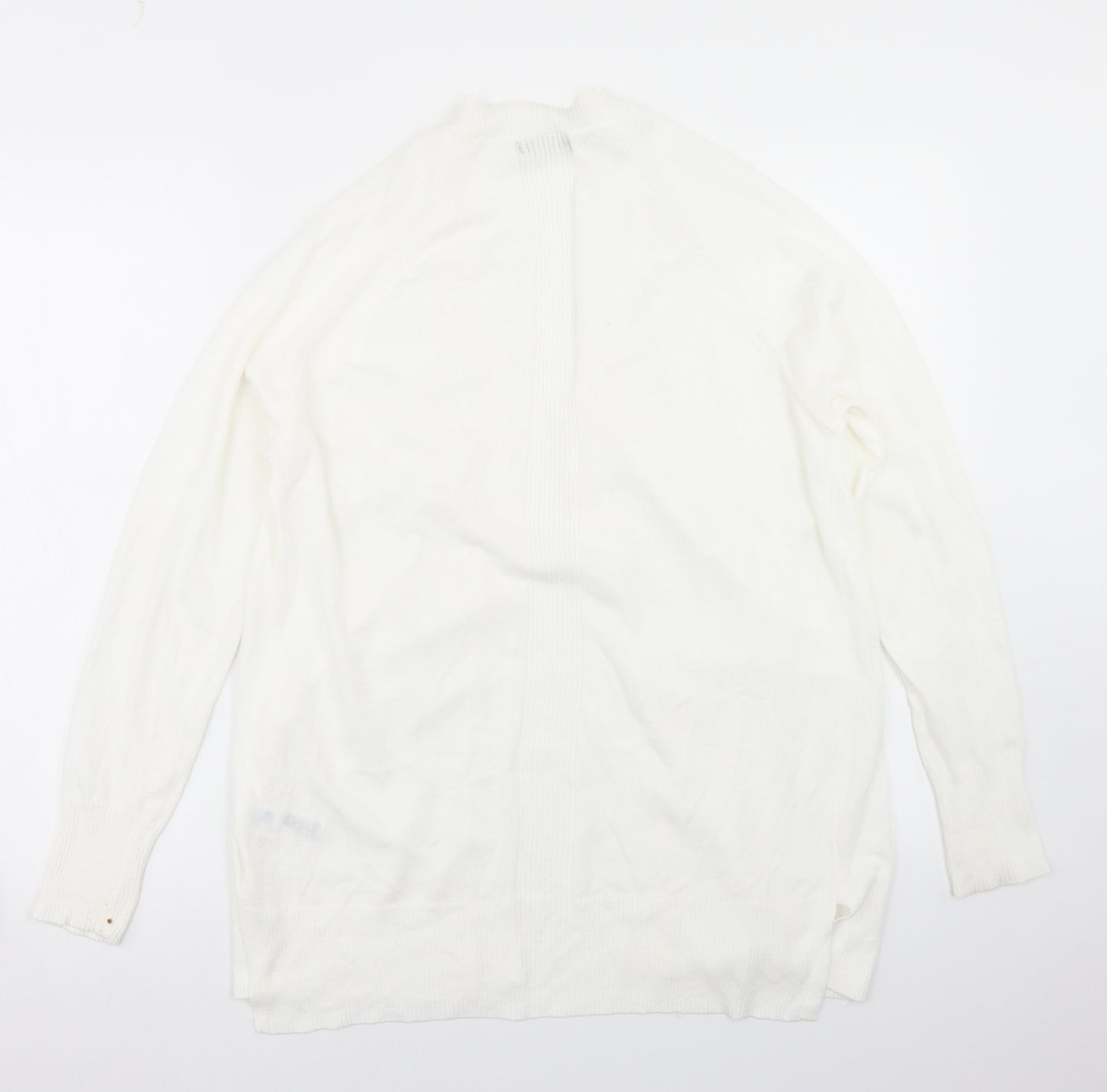 F&F Womens White Round Neck  Nylon Cardigan Jumper Size XS