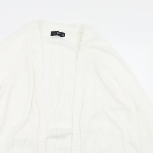 F&F Womens White Round Neck  Nylon Cardigan Jumper Size XS