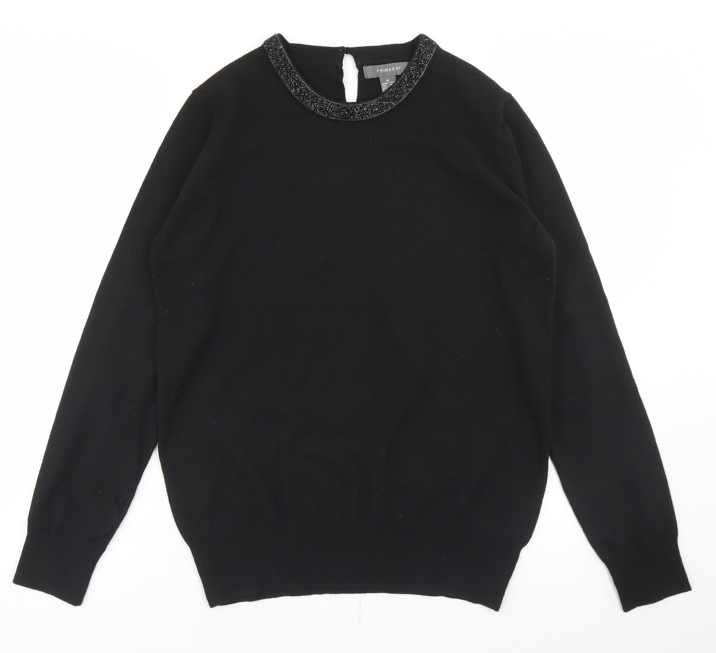 Primark Womens Black Round Neck  Polyester Pullover Jumper Size M   - 12-14