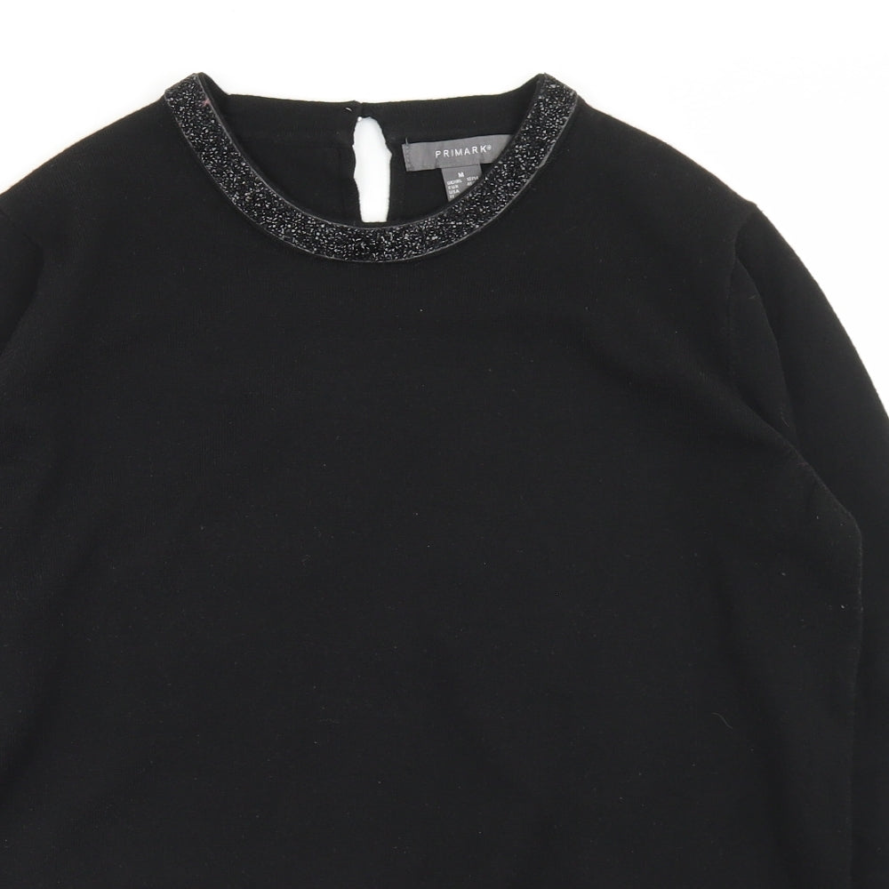 Primark Womens Black Round Neck  Polyester Pullover Jumper Size M   - 12-14