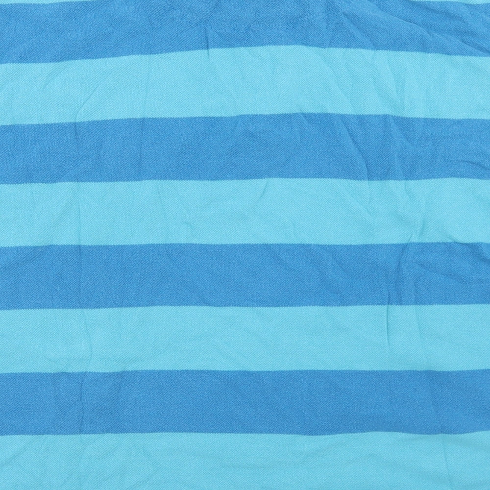 Marks and Spencer Mens Blue Striped Cotton  Polo Size M Collared Button