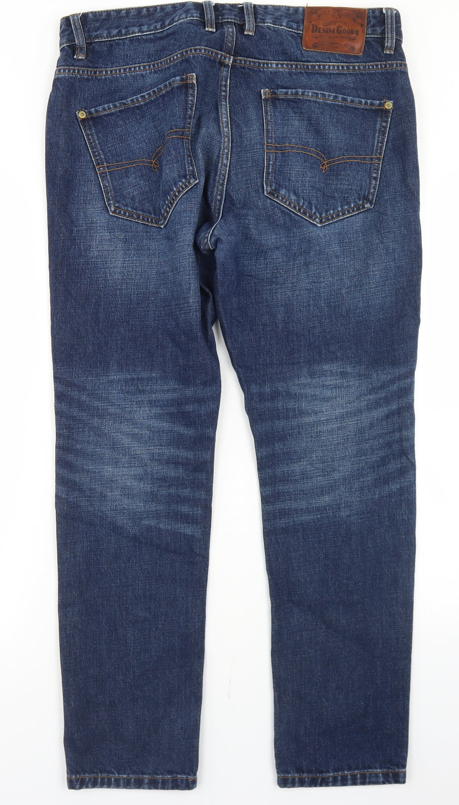 NEXT Mens Blue  Cotton Tapered Jeans Size 34 in L27 in Slim Button