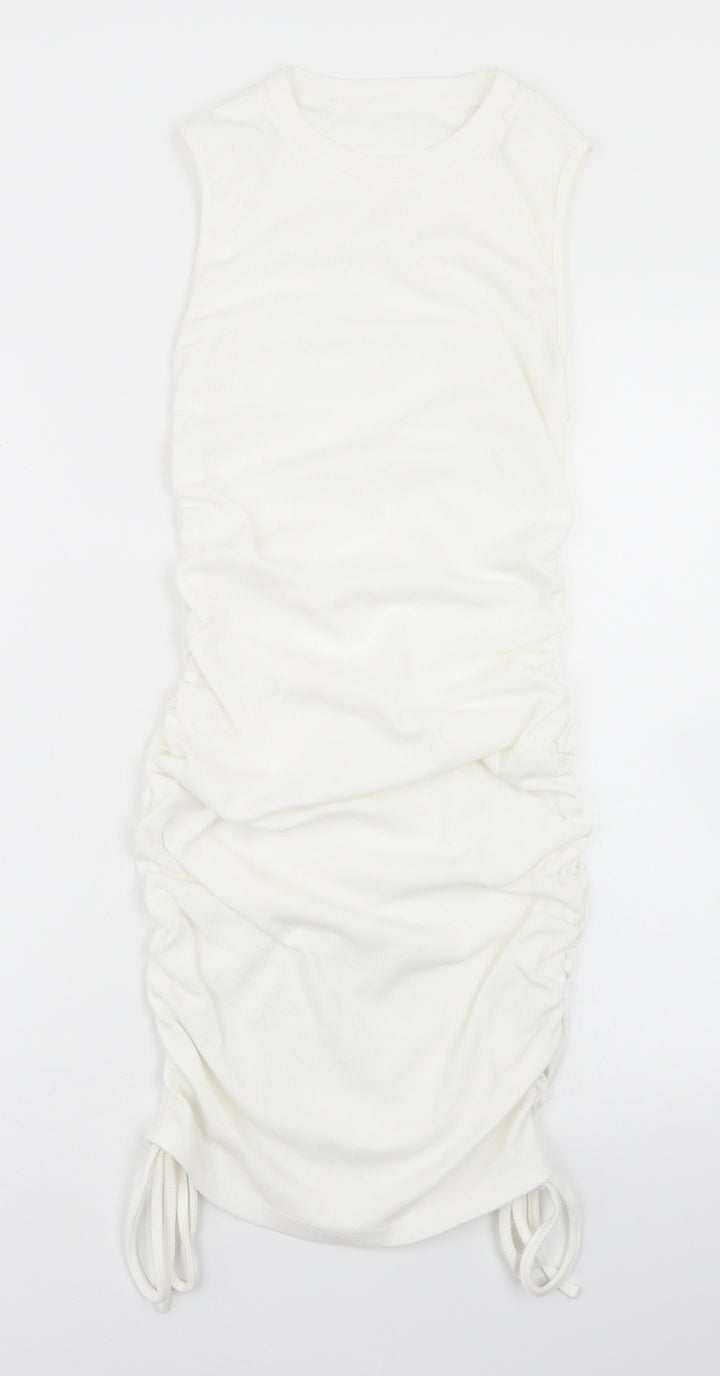 Preworn Womens White Cotton Bodycon Size S Mock Neck