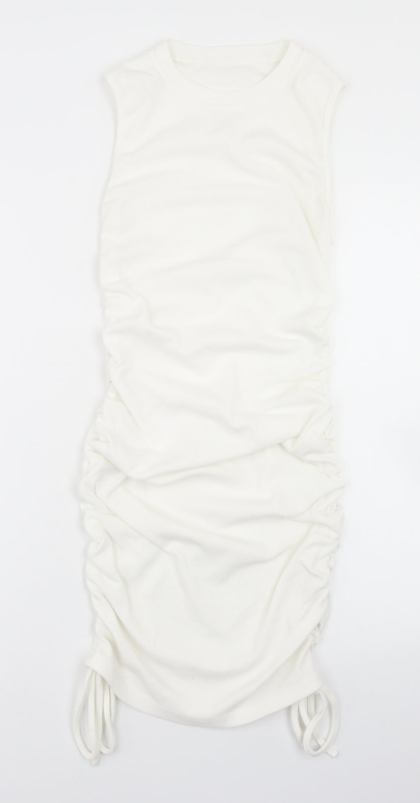 Preworn Womens White  Cotton Bodycon  Size S  Mock Neck