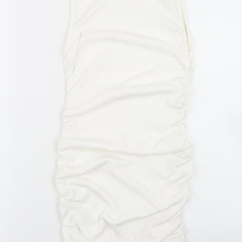 Preworn Womens White  Cotton Bodycon  Size S  Mock Neck