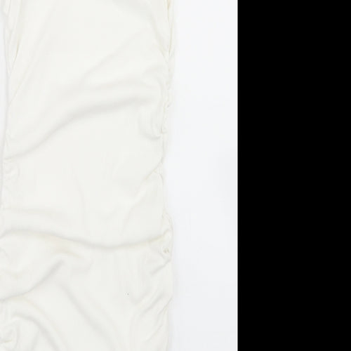 Preworn Womens White  Cotton Bodycon  Size S  Mock Neck