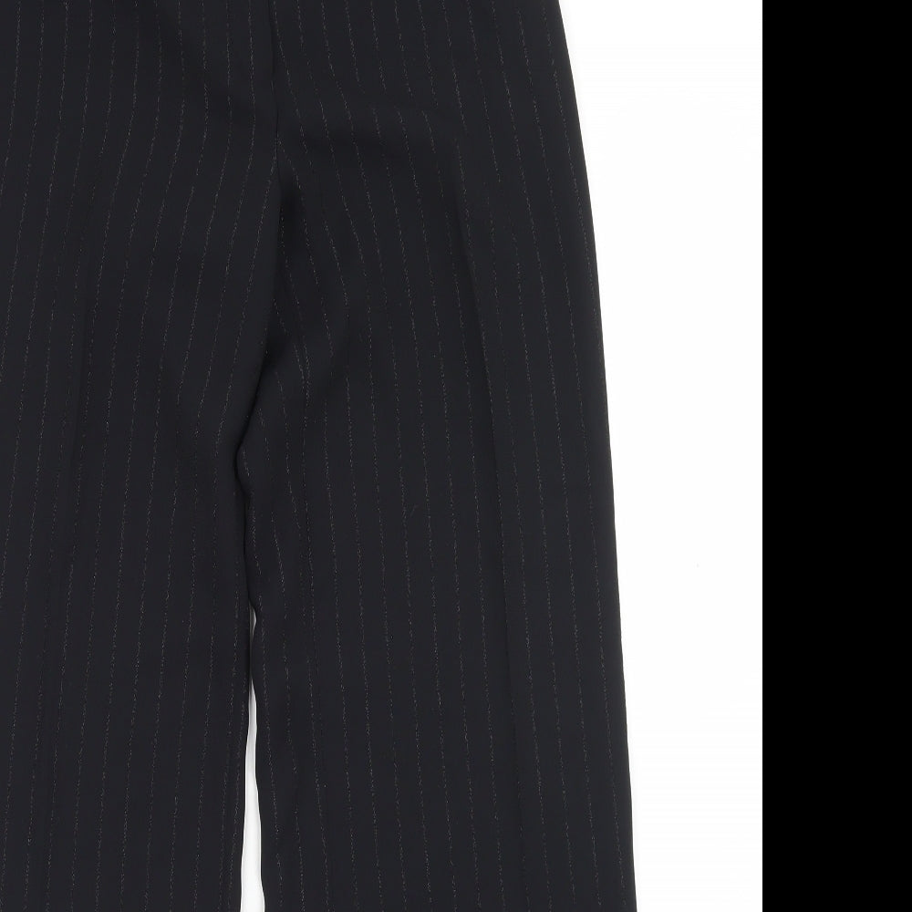NEXT Womens Black Striped Polyester Dress Pants Trousers Size 10 L31 in Regular Hook & Eye