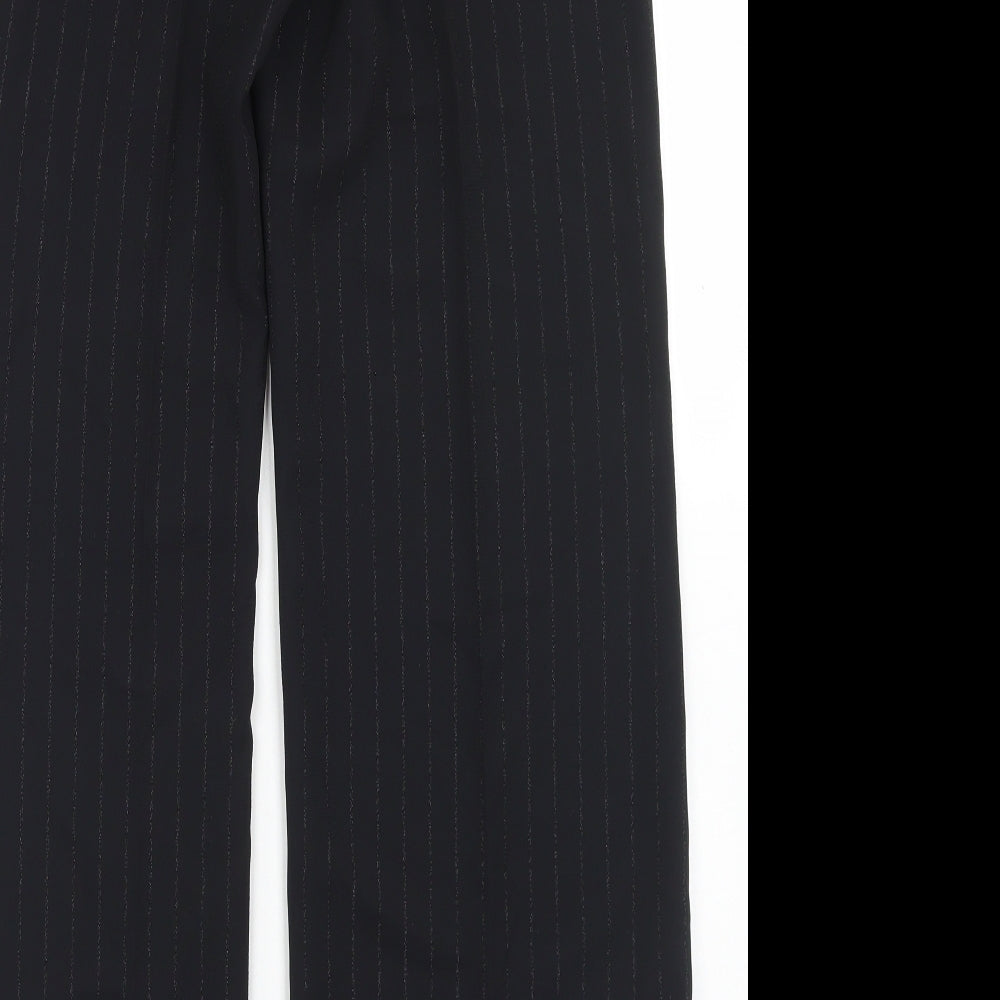 NEXT Womens Black Striped Polyester Dress Pants Trousers Size 10 L31 in Regular Hook & Eye