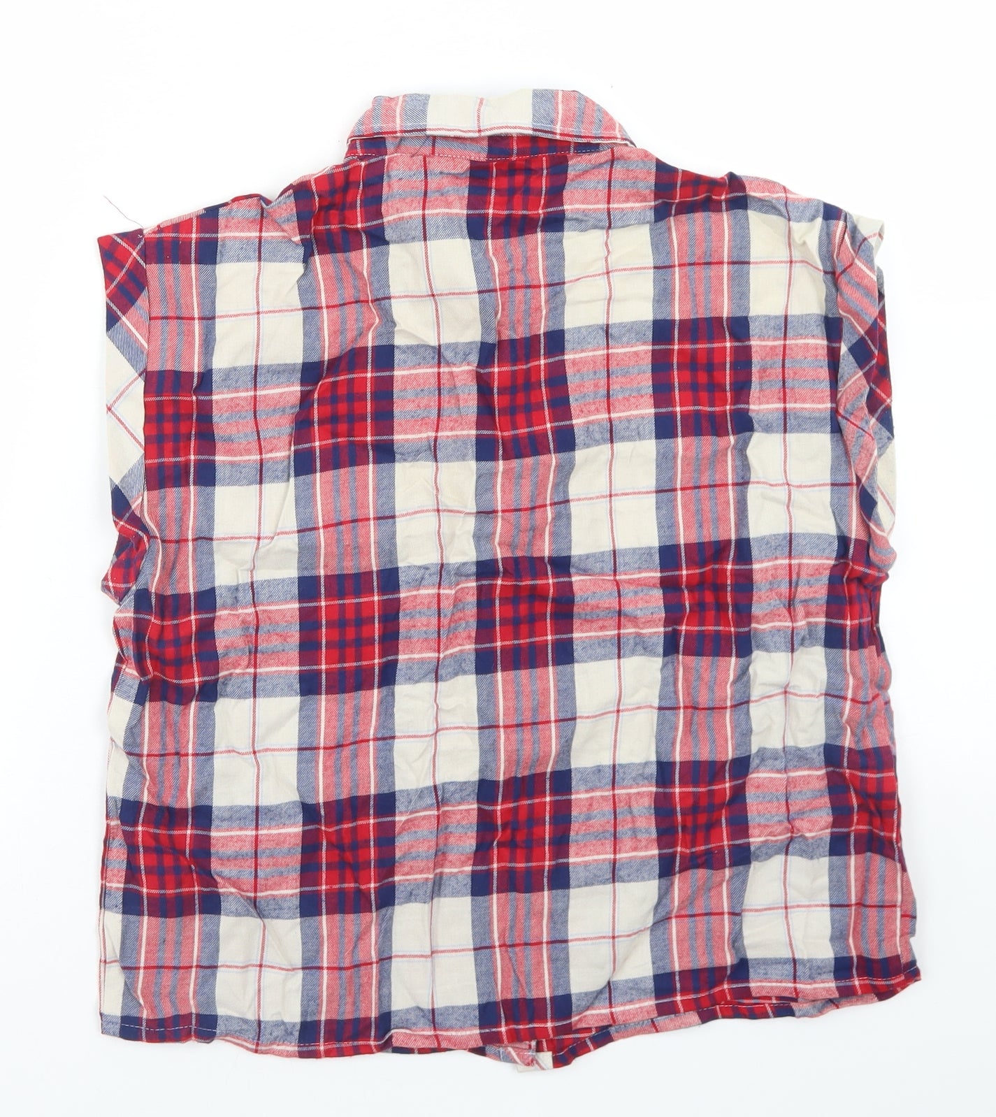 New Look Womens Red Plaid Cotton Basic Button-Up Size 10 Collared