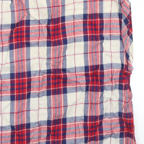 New Look Womens Red Plaid Cotton Basic Button-Up Size 10 Collared