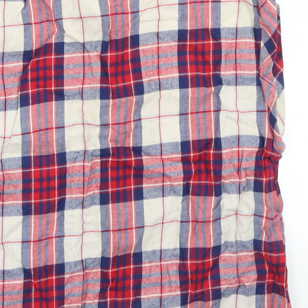 New Look Womens Red Plaid Cotton Basic Button-Up Size 10 Collared