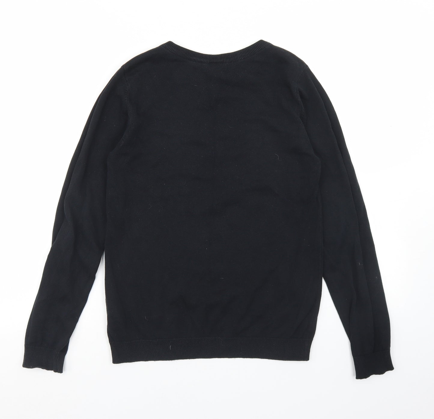 TU Boys Black V-Neck  Cotton Pullover Jumper Size 12 Years   - Schoolwear